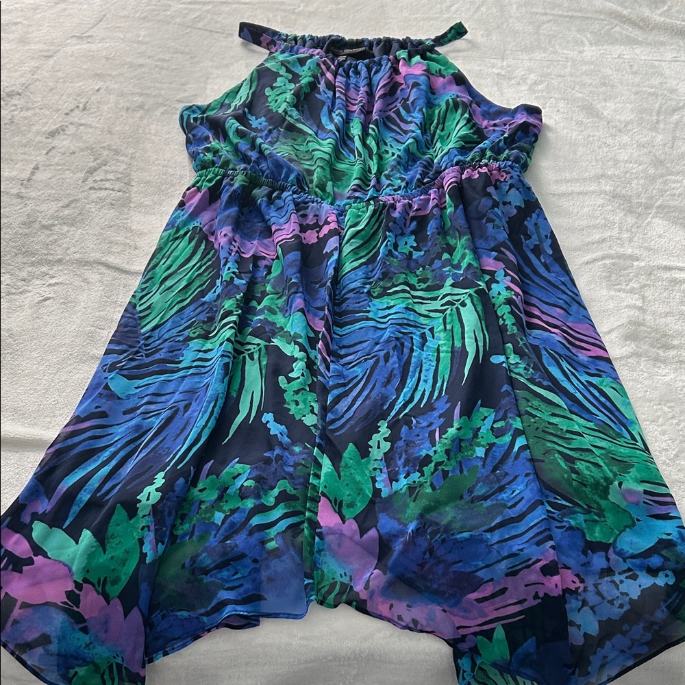 Lane Bryant Blue Green Purple High Low Women’s Dress Size 22